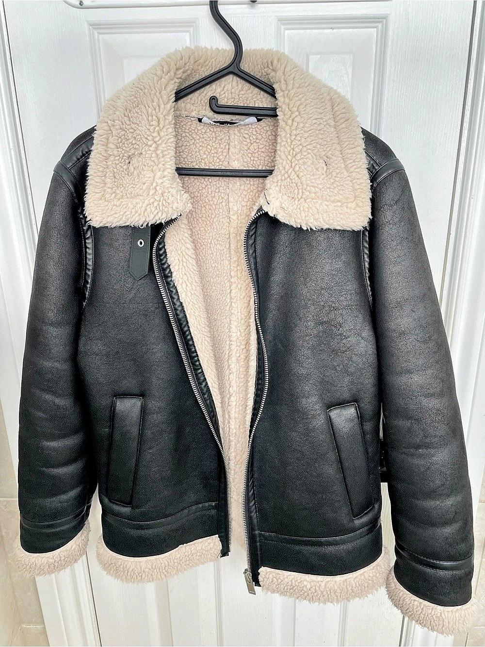 Zara Faux Leather Shearling Jacket